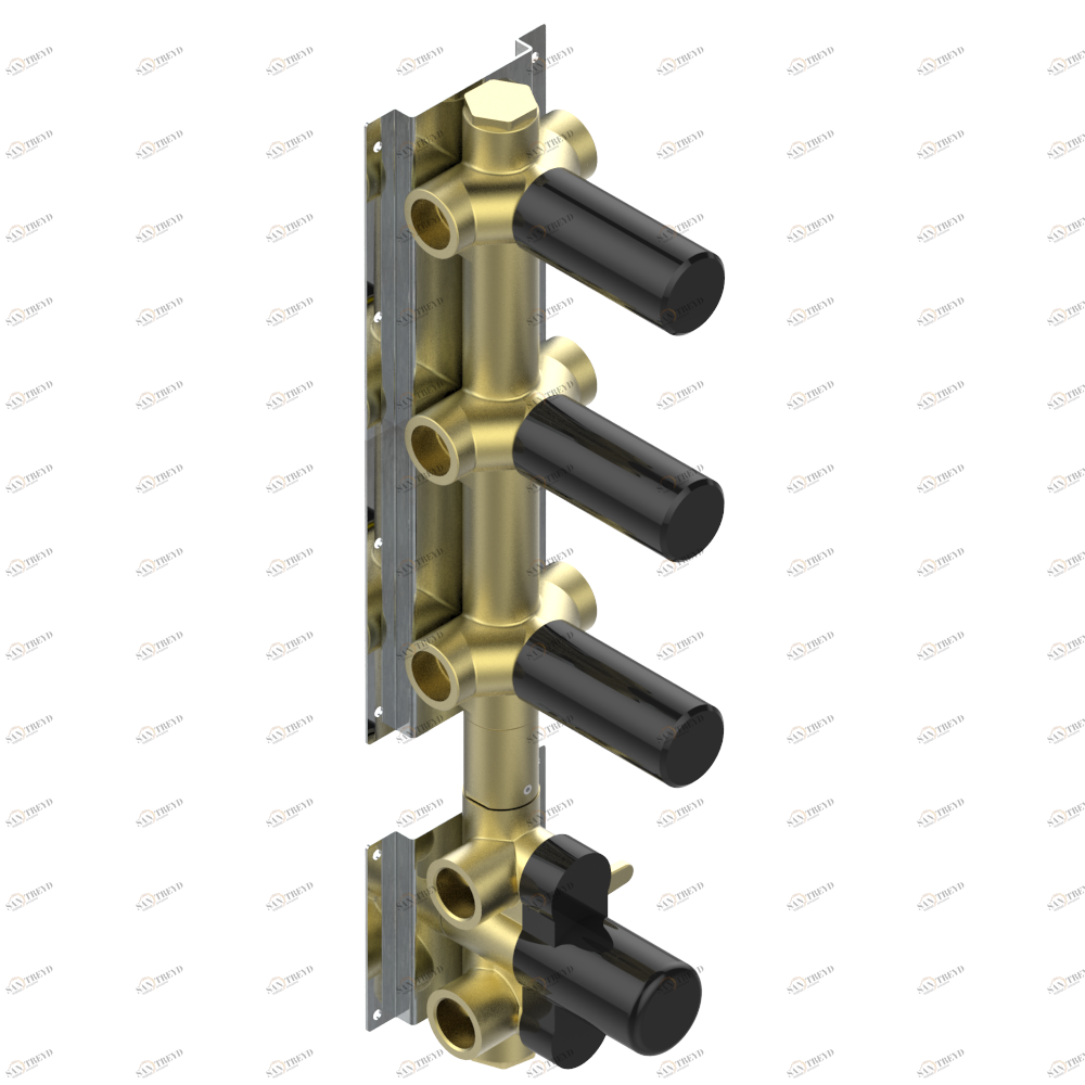 D2A-1430A Скрытая часть термостатического смесителя с 3 выходами Thg-paris Jack Без отделки 