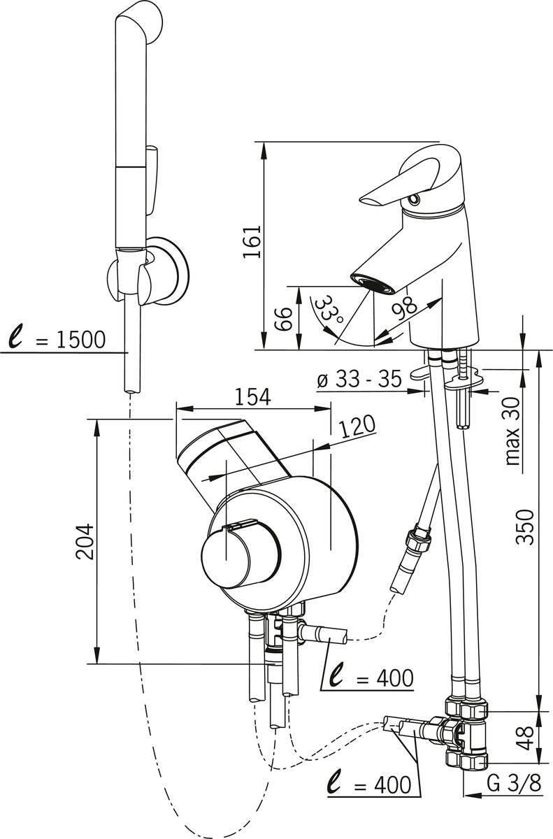 Oras 2713FG Смеситель для умывальника, 3 V 2713FG Optima Хром  - Вид №4