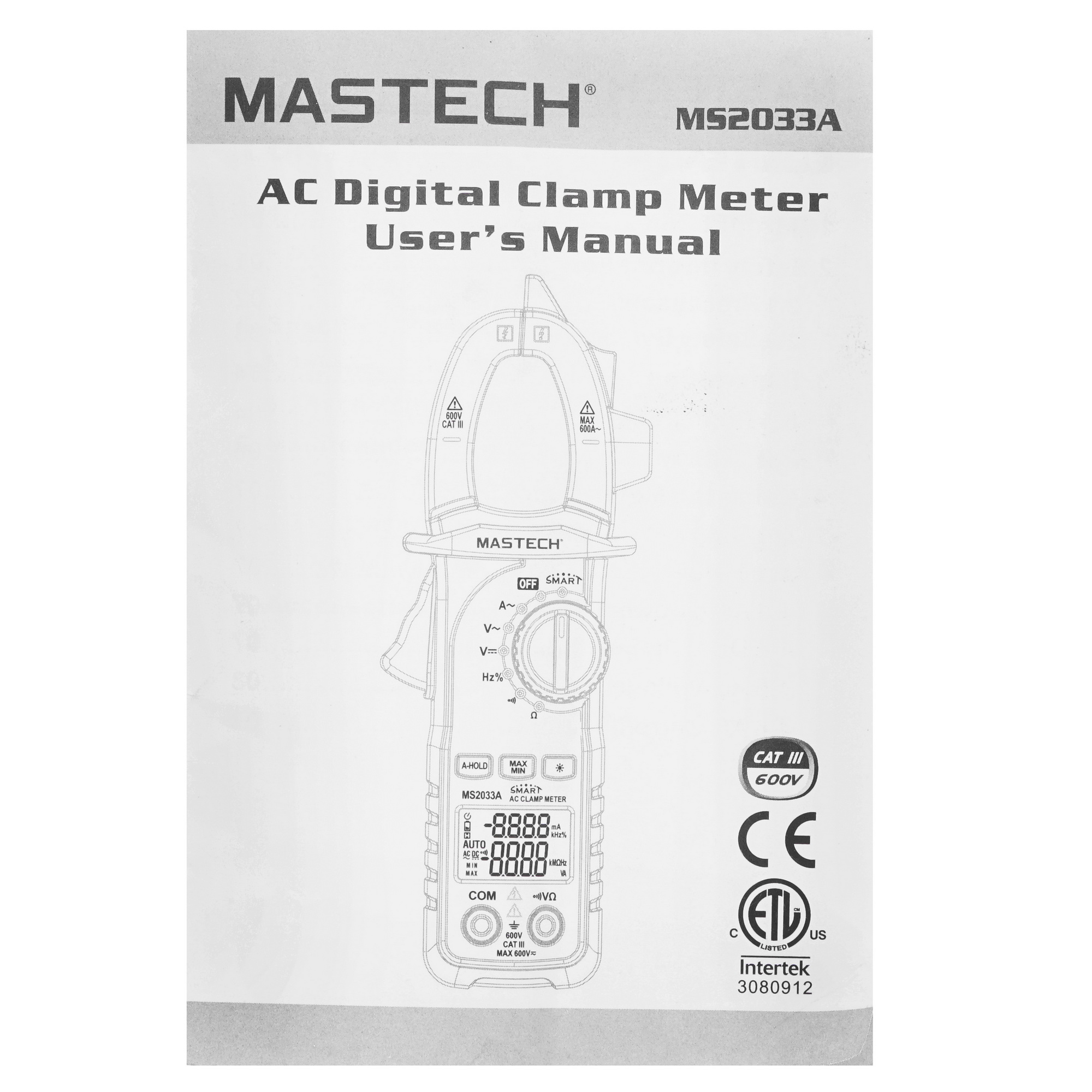 Клещи токоизмерительные MASTECH MS2033A SMART 9110933 STDN-0015303 - Вид №6