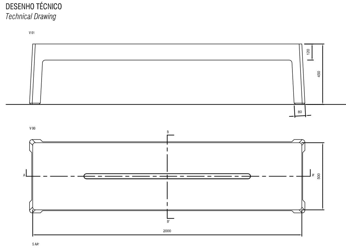 Бетонная скамья без спинки amop Lugarcomum ARCH-00050844 - Вид №2