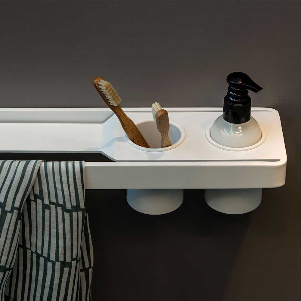 EVBR600DXBEVER Life Design Полка и полотенцедержатель 60 см с отверстиями - Brunt Brunt Непрозрачный белый - Вид №1