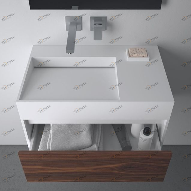 Moma Design Раковина подвесная с ящиком из Corian Lite Cube белая CUBA LCCC090150