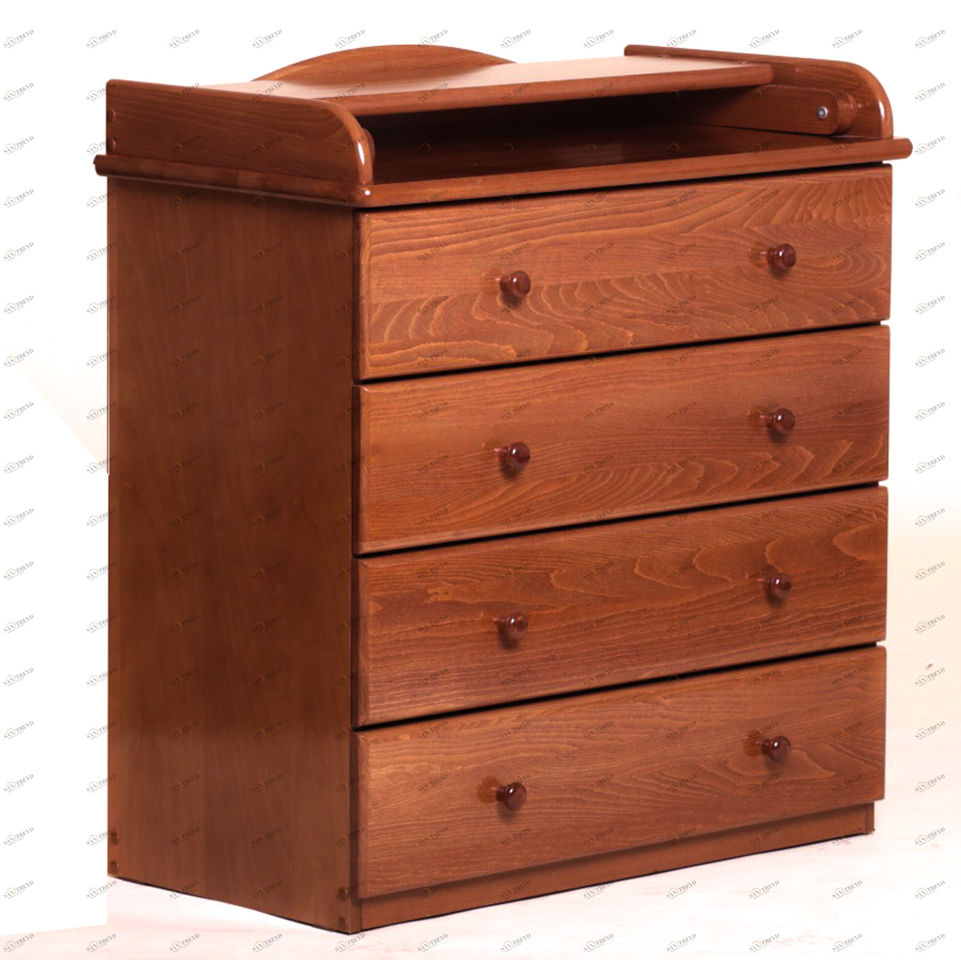 Комод с пеленальным столиком и 4 ящиками широкий АБ33.4 светлый орех ФАБРИКА ЛЕЛЬ  338475 Коричневый Santreyd 