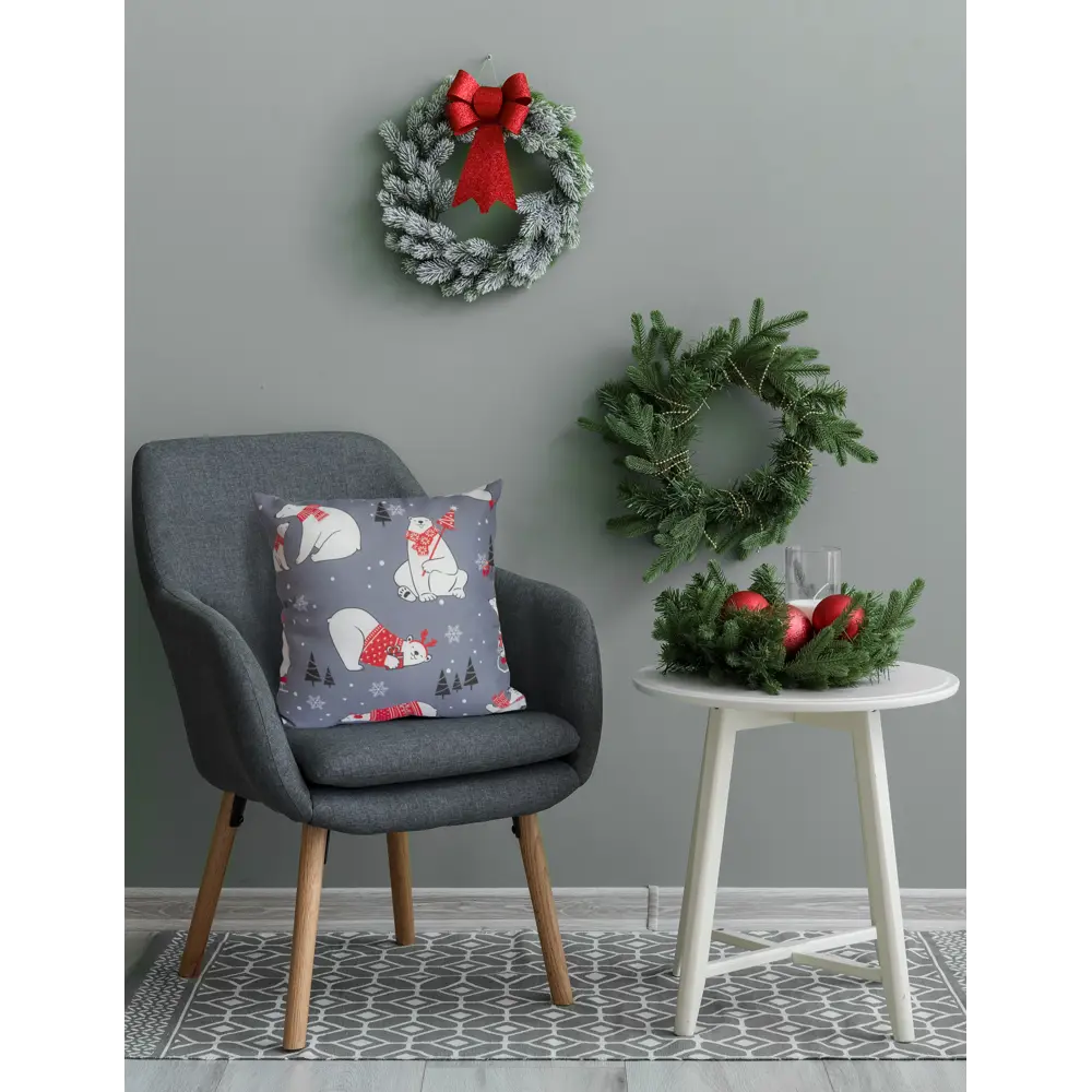 Подушка Seasons Белые медведи 40x40 см цвет серо-синий 85435159 STLM-2043259  - Вид №9