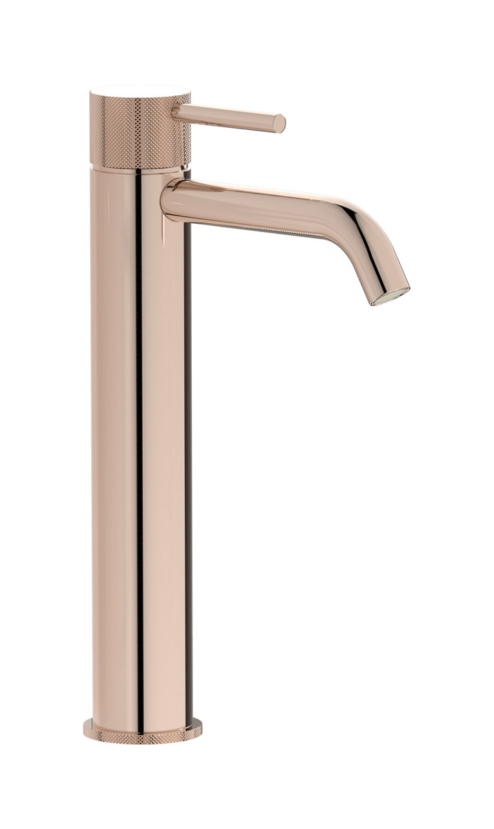 Высокий смеситель для раковины на 1 отверстие в комплекте с донным клапаном. WE ARE IB id202rs Rose Gold Industria