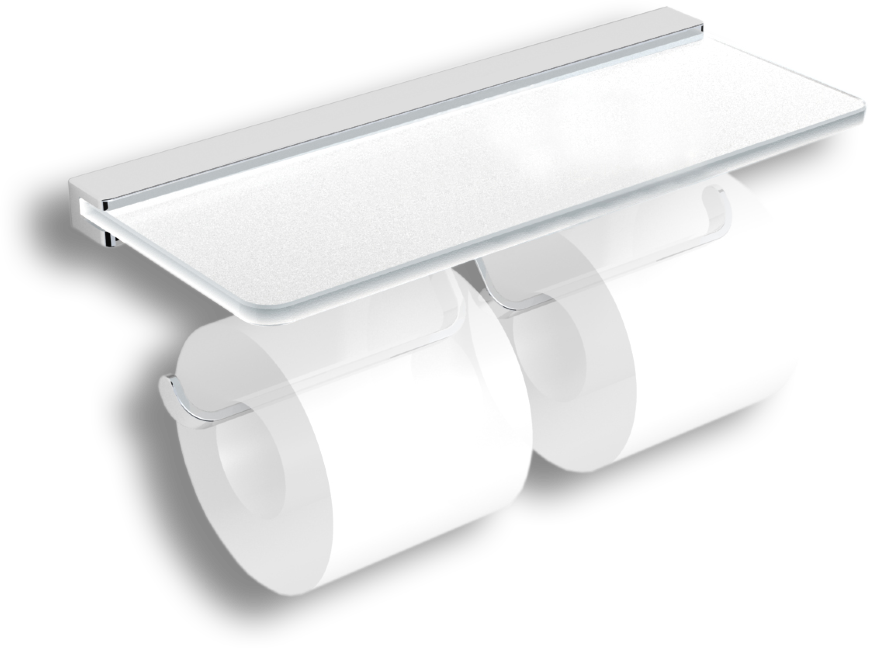 32042B Бумагодержатель двойной подвесной с полкой цвет хром LANGBERGER MELVIN