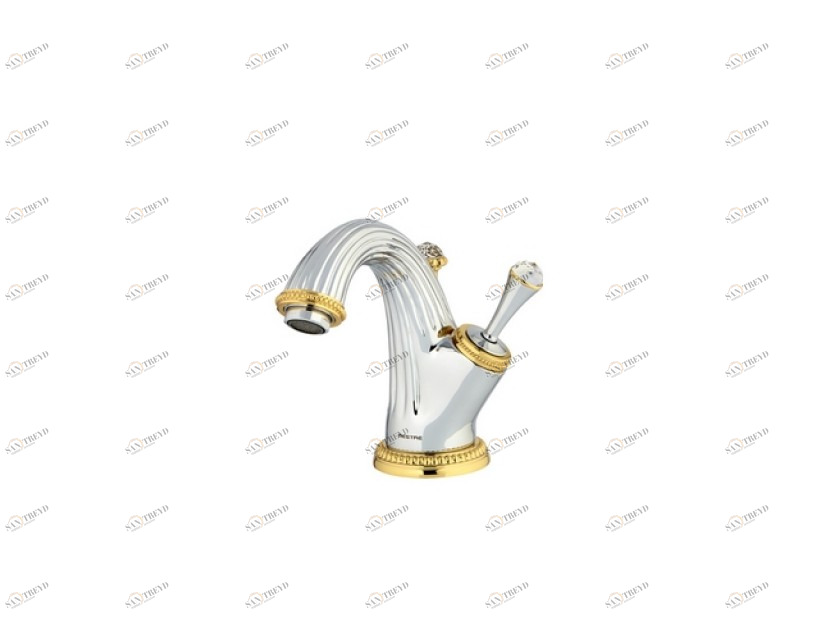 033203.000.30 Смеситель-джойстик-монолевер для раковины с кристаллами сваровски Античная латунь Mestre Artica