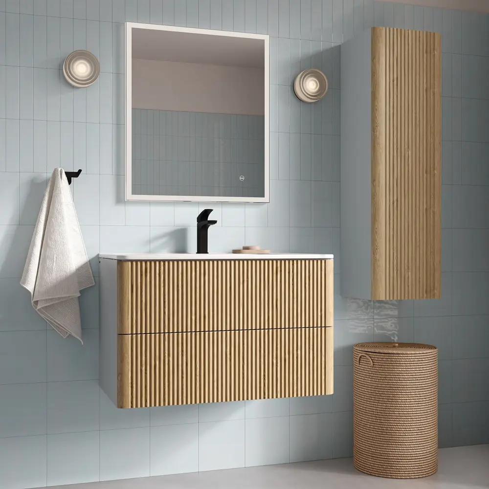 IDDIS Lahta - Подвесная тумба 80 см серого цвета с керамической раковиной 89371284 STLM-1581620 - Вид №7