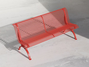 Металлическая прямая скамья со спинкой