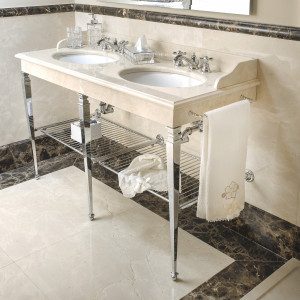 RE-BARDIGLIO-2 3SC Мраморная столешница Bardiglio с 2 раковинами Classico