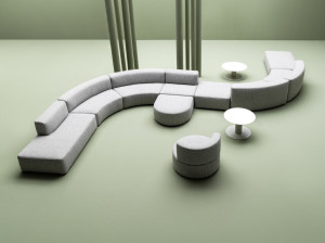 Тканевый изогнутый модульный садовый диван