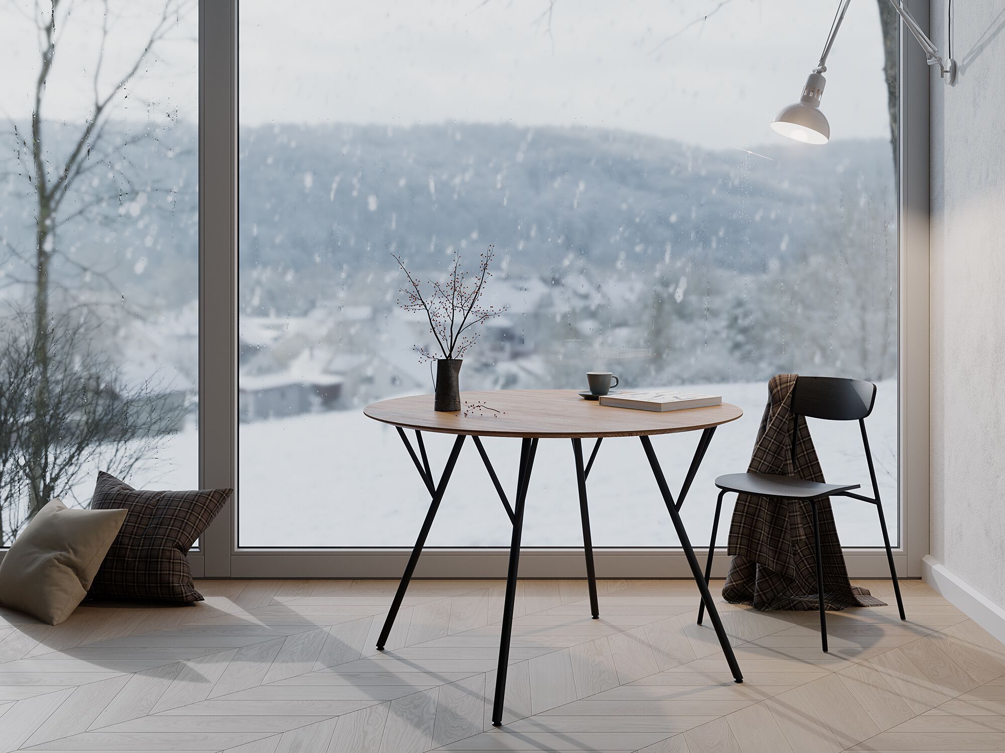 Круглый обеденный стол из стали и дерева LD Seating Trivi ARCH-00088664 - Вид №5