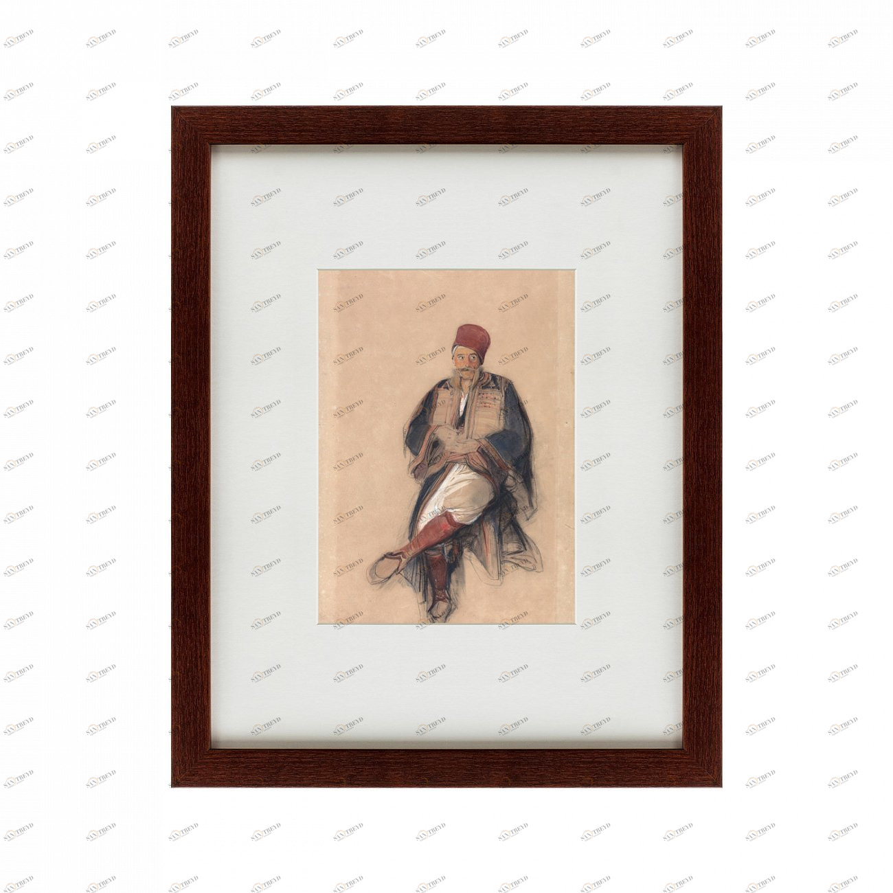 Картина в деревянной раме 52х42 см Seated turk, 1850 КАРТИНЫ В КВАРТИРУ  135550 Бежевый;коричневый;разноцветный 