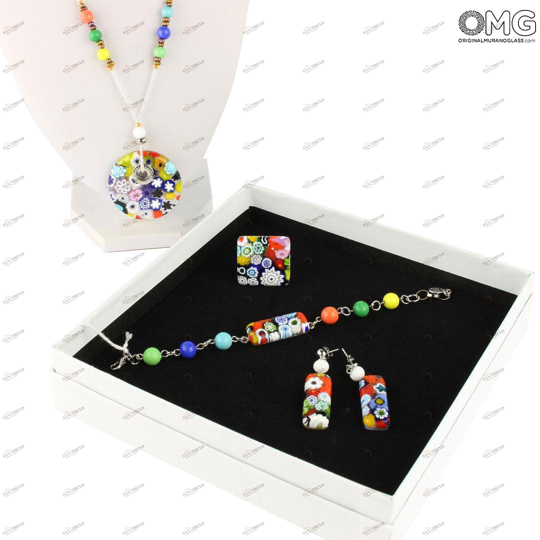 3496 ORIGINALMURANOGLASS Набор украшений Миллефиори - муранское стекло OMG 54 см 