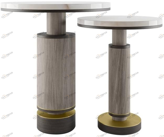 FRATO Круглый журнальный столик из дерева и камня sun-id-1430933