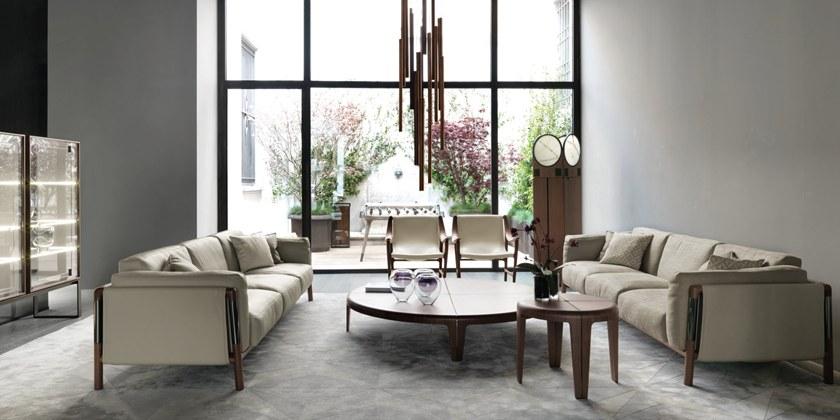 Giorgetti Кресло из орехового дерева и кожи с подлокотниками sun-id-1385403 - Вид №4