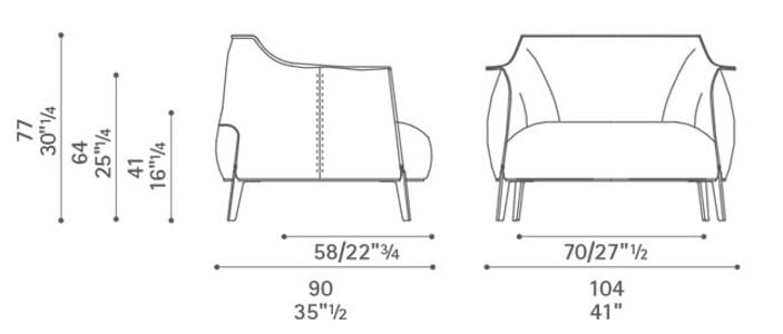 Кожаное кресло с подлокотниками Poltrona Frau коллекция-диваны и кресла ARCH-00027773 - Вид №3