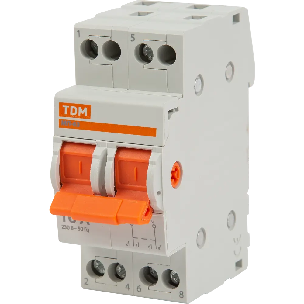 Выключатель нагрузки TDM Electric МП-63 2P 16А для безопасного управления электросетью 84399554 STLM-0049324