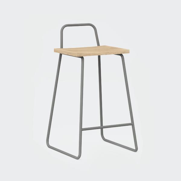 Барный стул с деревянным сиденьем темно-серый Bauhaus WOODI  00-3966242 Серый  - Вид №4