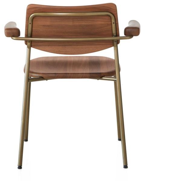 BassamFellows Штабелируемый стул из нержавеющей стали и дерева с подлокотниками Pipe Cb-580 - Вид №4