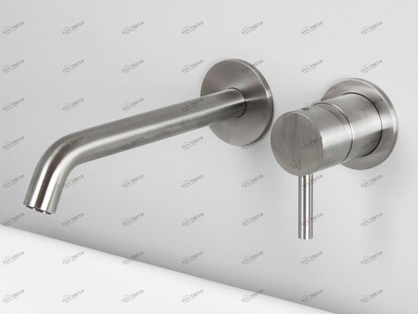 Super Inox Смеситель для умывальника настенный из нержавеющей стали на 2 отверстия Cave 0251197x