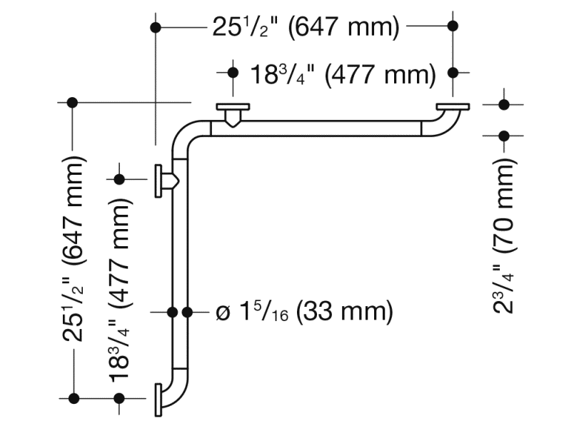 801.35BUS110 Душ, поручни для ванны (ада) HEWI USA Produkte  - Вид №5