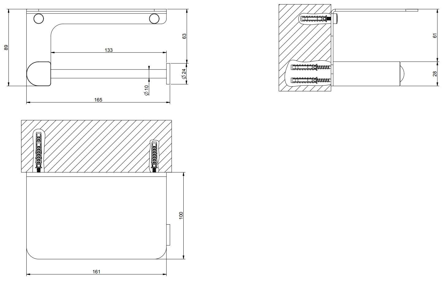 Латунный держатель рулона с крышкой Gessi рельеф ARCH-00000787 - Вид №2