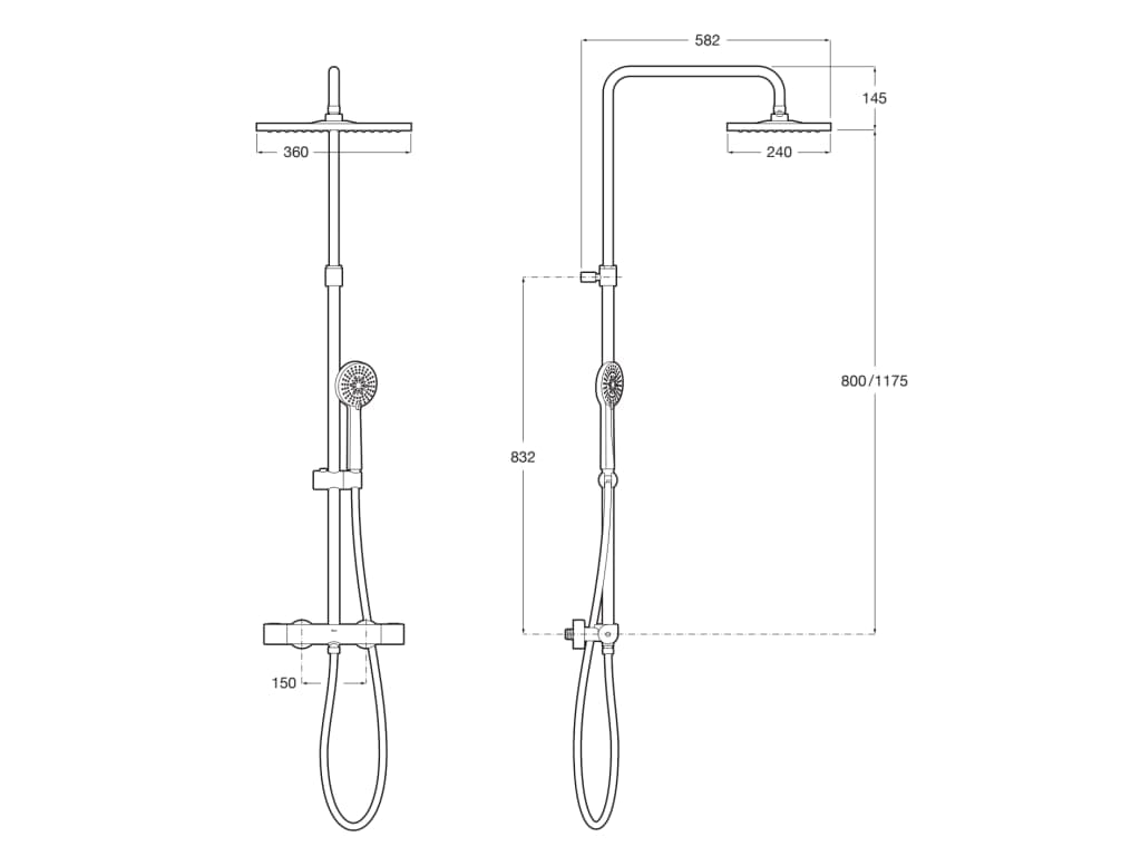 Настенная термостатическая душевая колонна с ручным душем Roca EVEN-T 5A202EC00 ARCH-00152730 - Вид №2