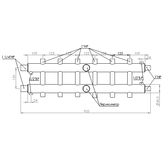 Купить Распределительный коллектор 85 кВт, 7 контуров Прокситерм GK327 - Вид №4