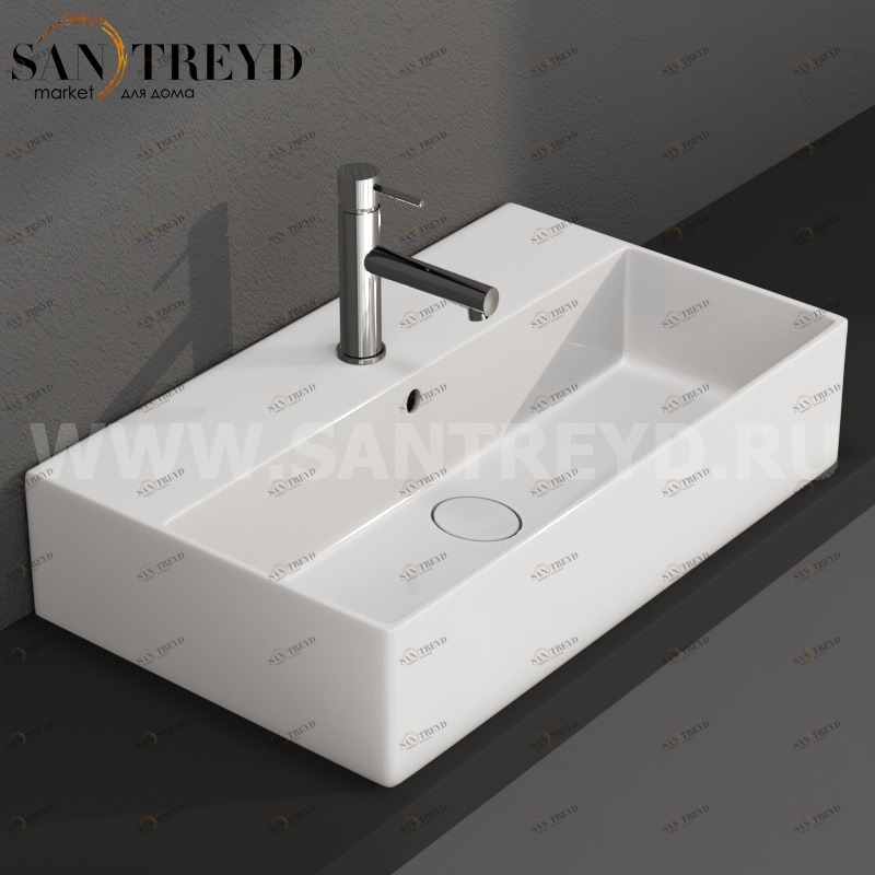 IN061BI Подвесная раковина настенная прямоугольная Ceramica Globo T-EDGE белая