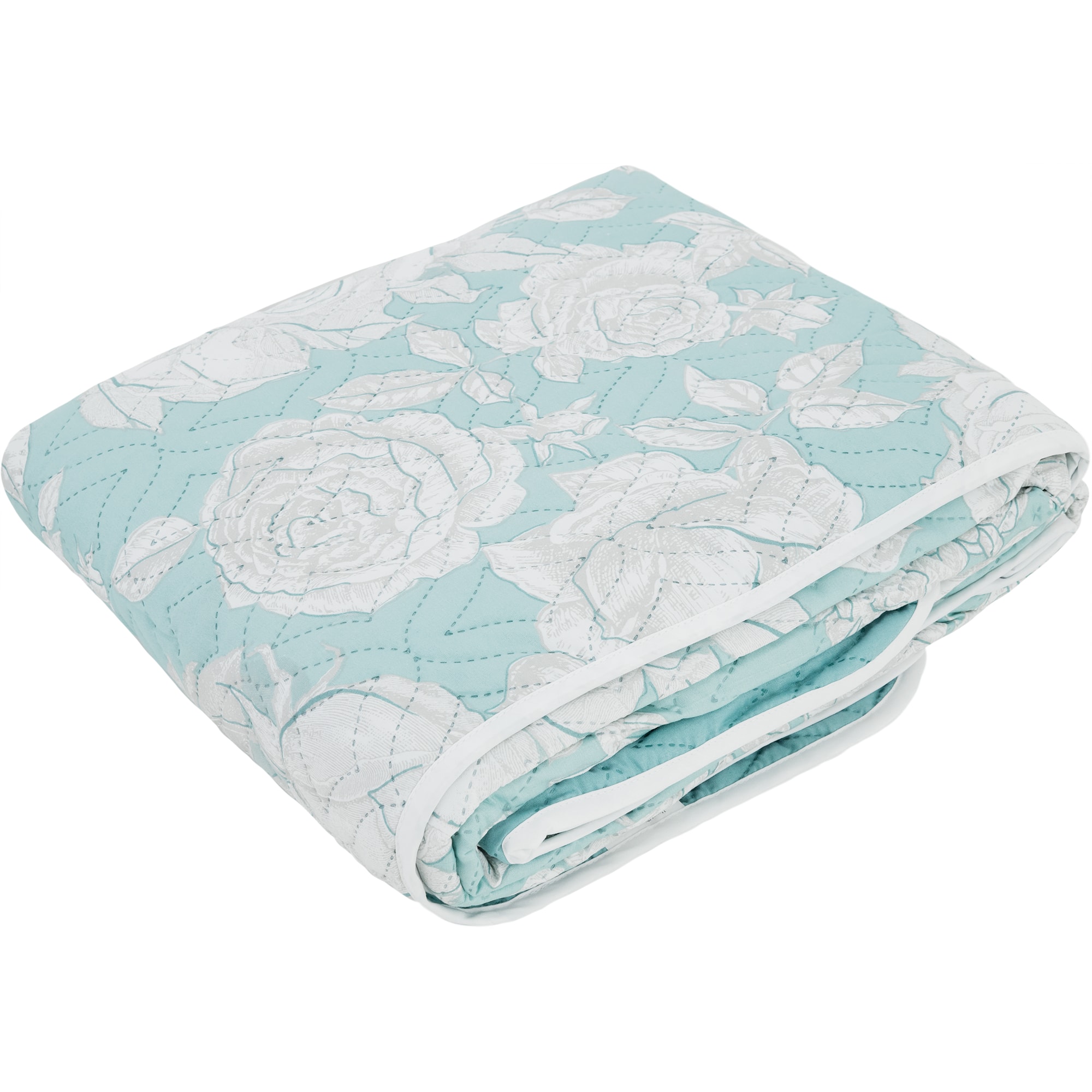 82614711 Покрывало Rozalia, 200x220 см, полисатин стёганый, цвет бирюзовый романтика Santreyd 