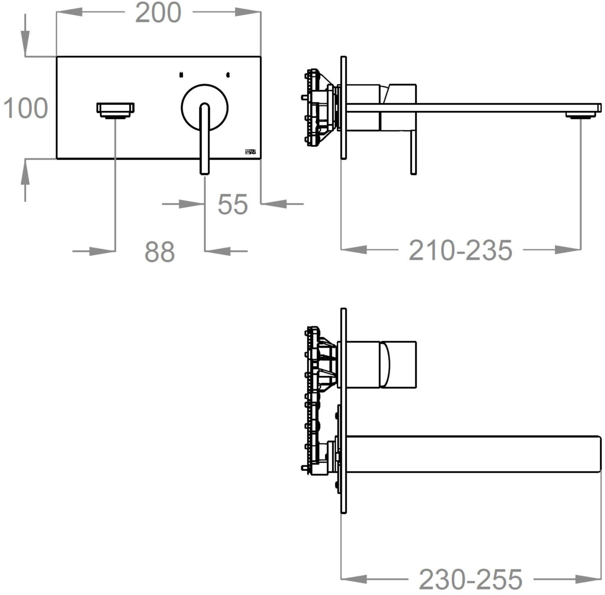 Fir Italia Смеситель для умывальника из нержавеющей стали настенный с тарелкой Lifesteel 59 5910208 - Вид №1