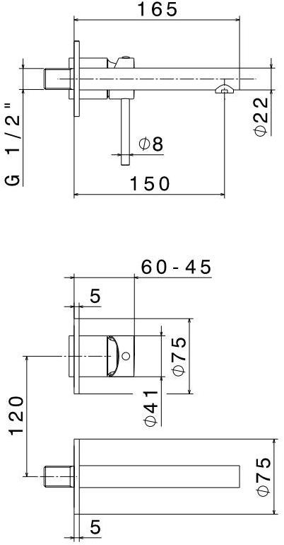 newform Смеситель для раковины, настенный, однорычажный, на 2 отверстия Mini-x 61328/61330 - Вид №1