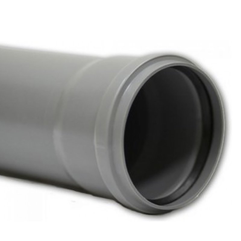 Канализационная труба 40 х 2000 Sinikon с раструбом (серая) 500033 - Вид №2