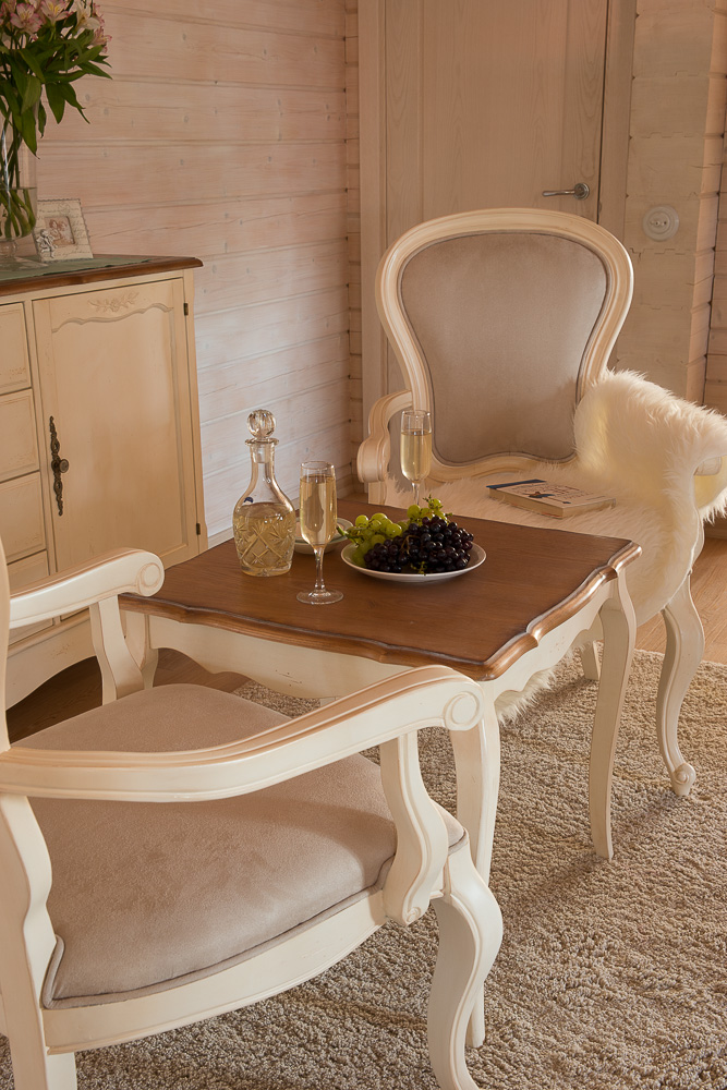 Приставной столик квадратный белый с коричневым топом 60 см Mobilier de Maison ДОМАШНЯЯ ОБСТАНОВКА MOBILIER DE MAISON 017203 Белый;коричневый Santreyd  - Вид №3