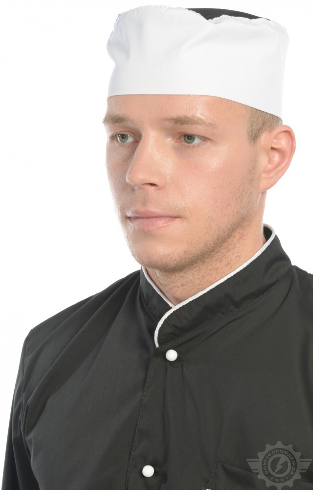 61163 Головной убор "Таблетка" ткань "Тиси" бело-черная  Повар  размер 55-56 Спецодежда  - Вид №3