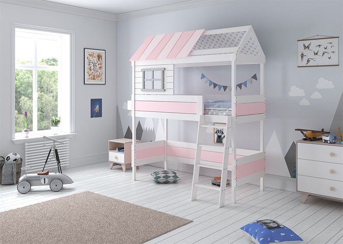 Кровать-чердак Home nord M 80х160 см белая, розовая ELLIPSE ELLIPSE HOME 351792 Белый;розовый Santreyd  - Вид №2