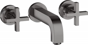39313330 Смеситель для раковины на 3 отверстия, скрытого монтажа, настенный, с изливом 162 мм, поперечными ручками и накладками AXOR CITTERIO