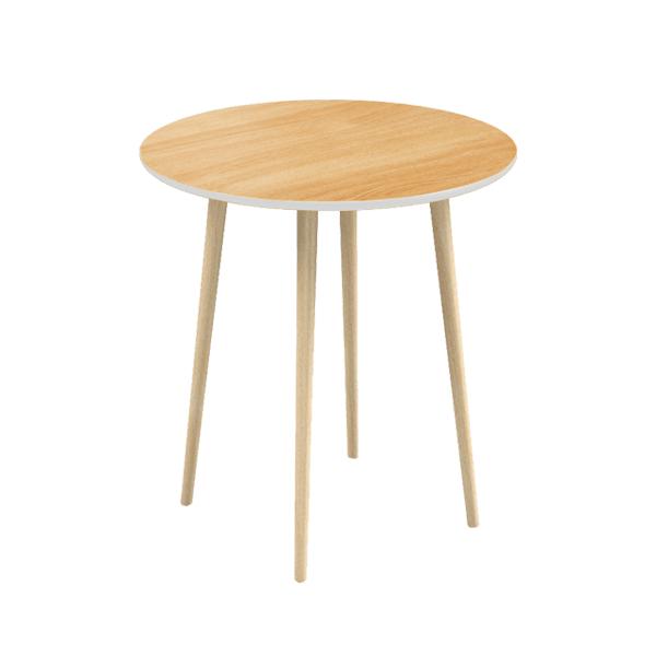 Обеденный стол круглый с дубовой столешницей 70 см с белым кантом "Спутник" WOODI  00-3966456 Беленый дуб;бежевый  - Вид №4