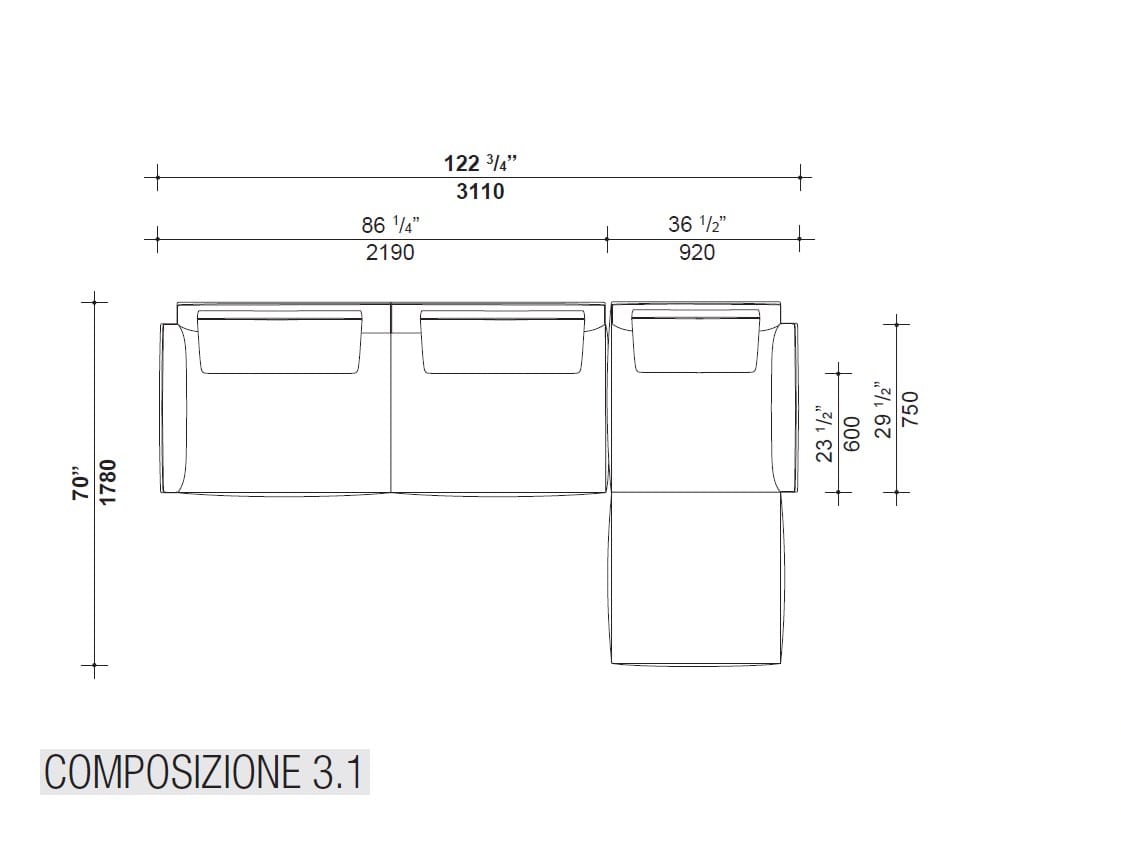 Тканевый диван с полуостровом Lema JERMYN ARCH-00060284 - Вид №5