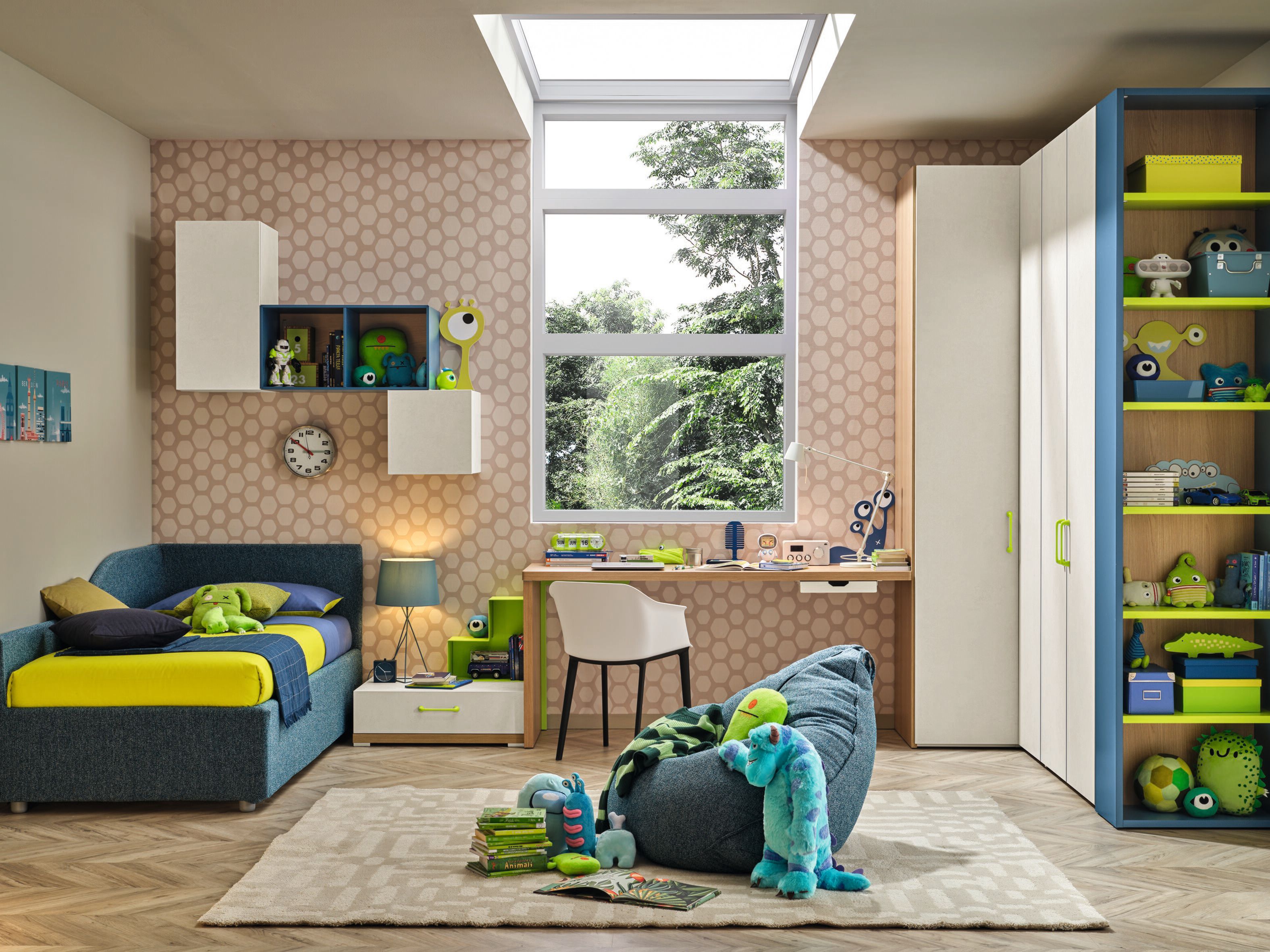 Детская комната с угловым шкафом и диваном-кроватью Moretti Compact KC322 ARCH-00009174