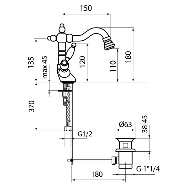 AL710402017 Смеситель для биде Webert Alexandra - Вид №1