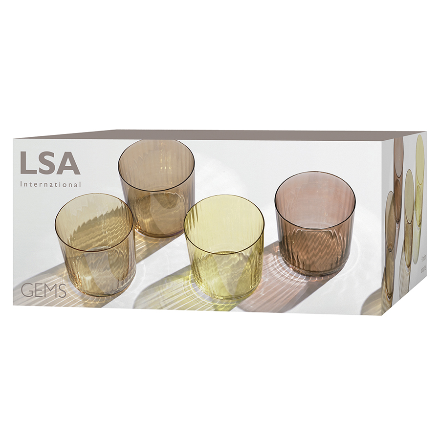 G060-09-148 Набор из 4 тумблеров gems 310 мл янтарь LSA International  - Вид №3
