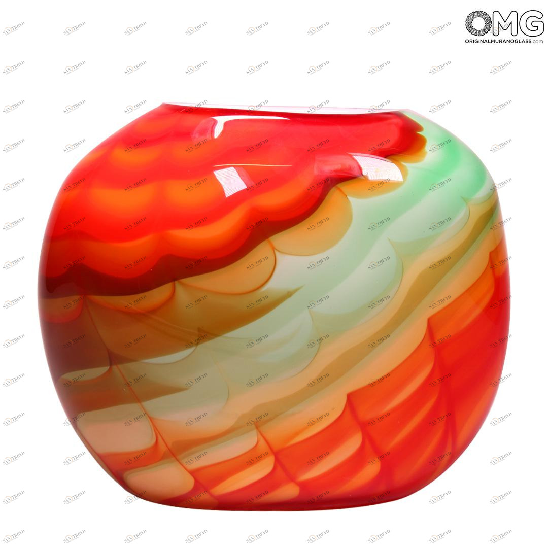 4546 ORIGINALMURANOGLASS Ваза Большое Яблоко - дутое стекло - муранское стекло OMG 13 см 