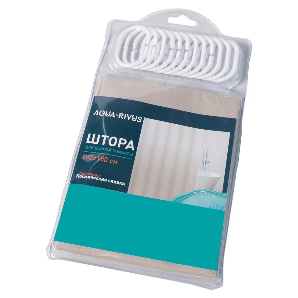 Штора для душа с кольцами 180x180 см Peva цвет серо-бежевый Santreyd нет STLM-2131726 - Вид №5