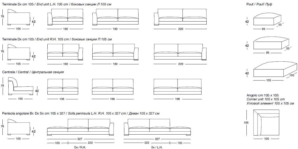 Longhi Секционный кожаный диван Loveluxe W 521 - Вид №1