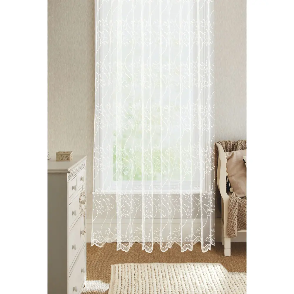 Тюль с вышивкой на сетке 1 п/м 280 см цвет белый GARDEN STLM-2180921 - Вид №3