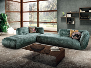 Кожаный угловой диван с полуостровом