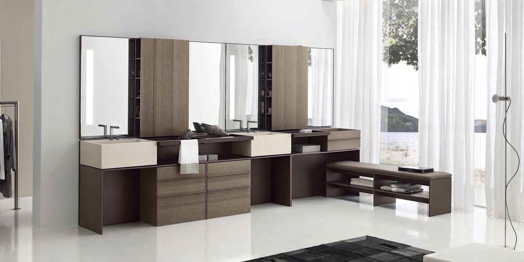 Toscoquattro Зеркало с люминисцентной подсветкой Elements мокко 09EN1AB - Вид №1