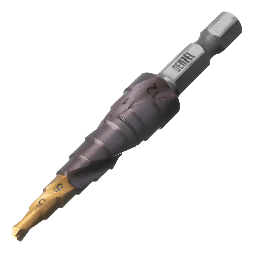 Ступенчатое сверло по металлу Denzel 723612 4-12 мм 89433279 STLM-1562924